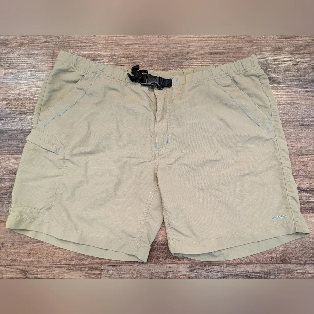 KAVU Men's Belted Hiking River Shorts Outdoor Hiking Casual Tan Quick Dry Sz XL